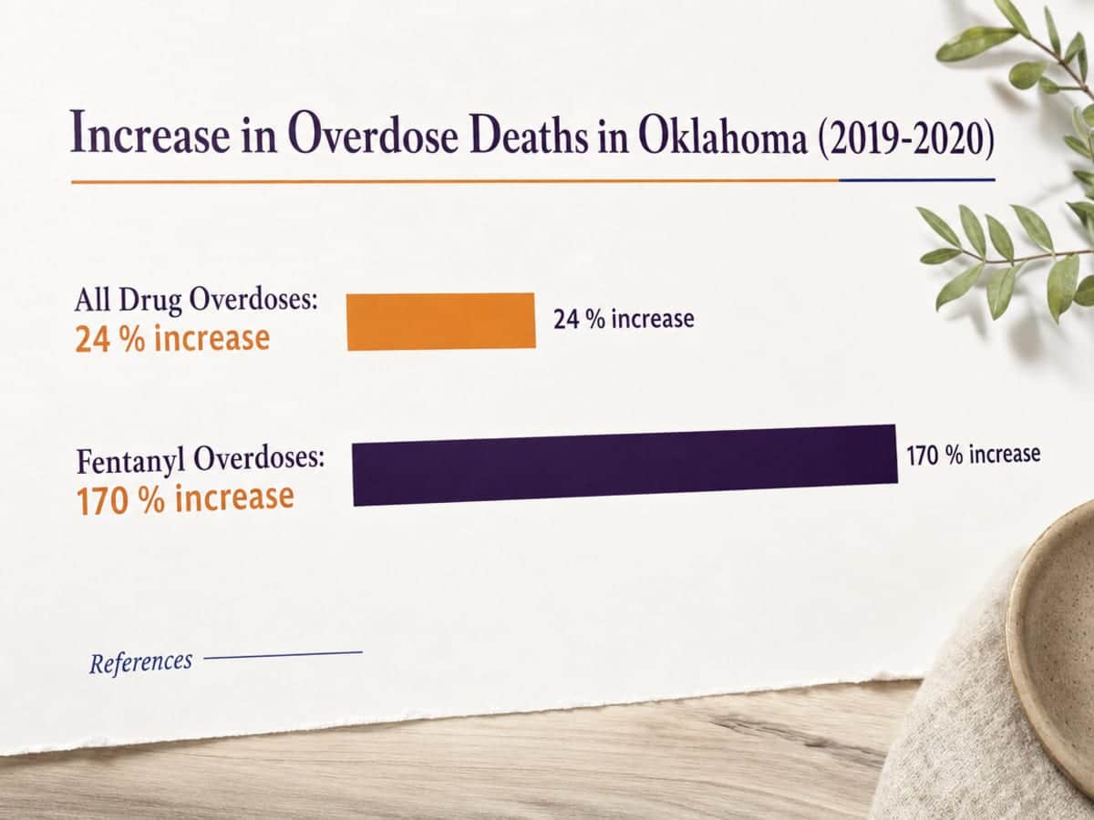 Chart showing Increase in Overdose Deaths in Oklahoma (2019-2020)