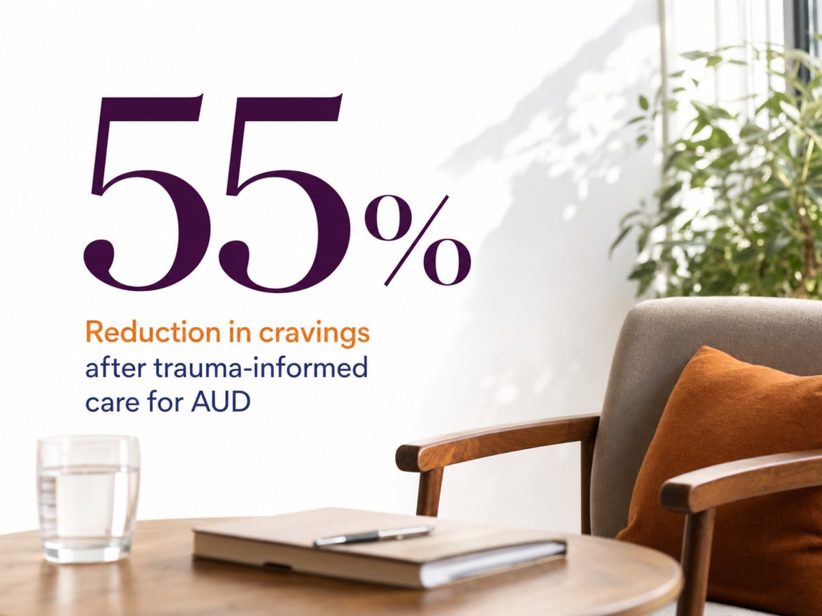 Infographic showing Reduction in cravings after trauma-informed care for AUD