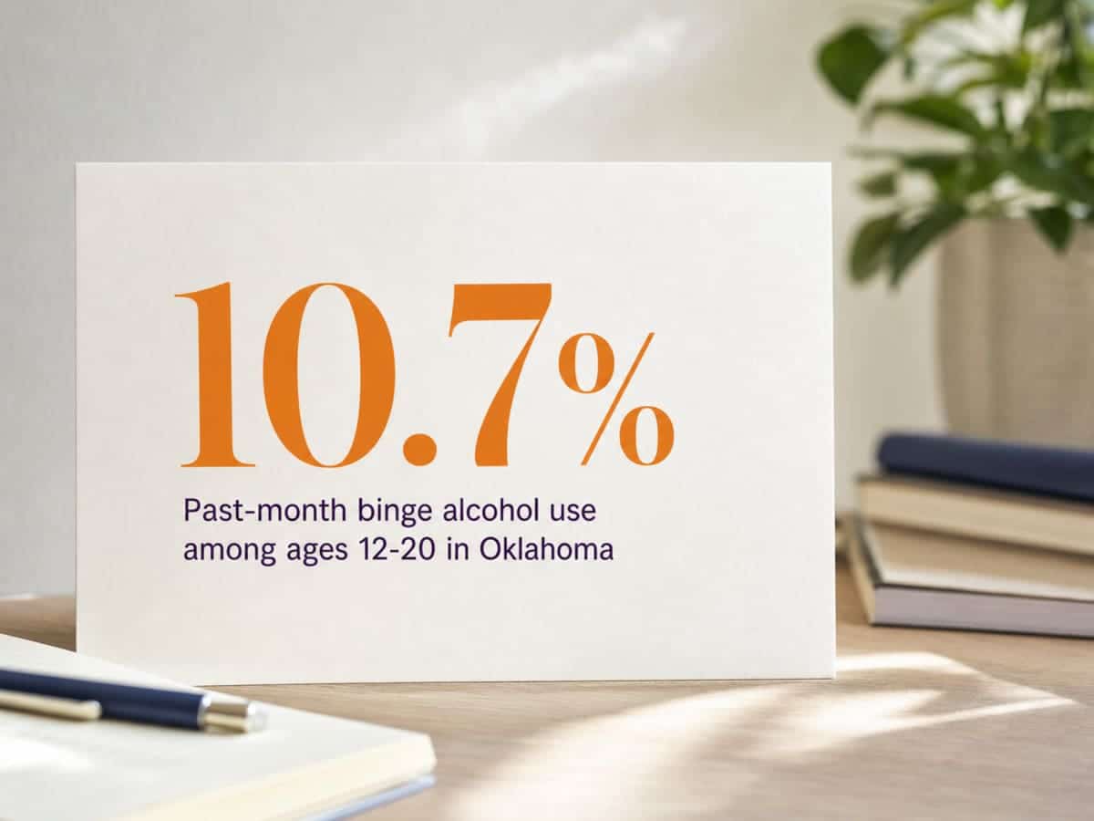 Infographic showing Past-month binge alcohol use among ages 12-20 in Oklahoma