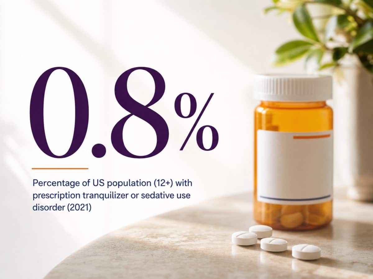 Infographic showing Percentage of US population (12+) with prescription tranquilizer or sedative use disorder (2021)