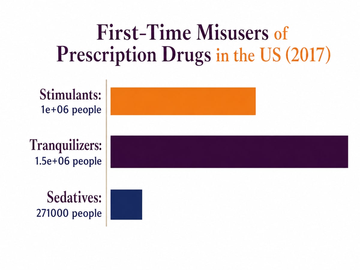 Chart showing First-Time Misusers of Prescription Drugs in the US (2017)