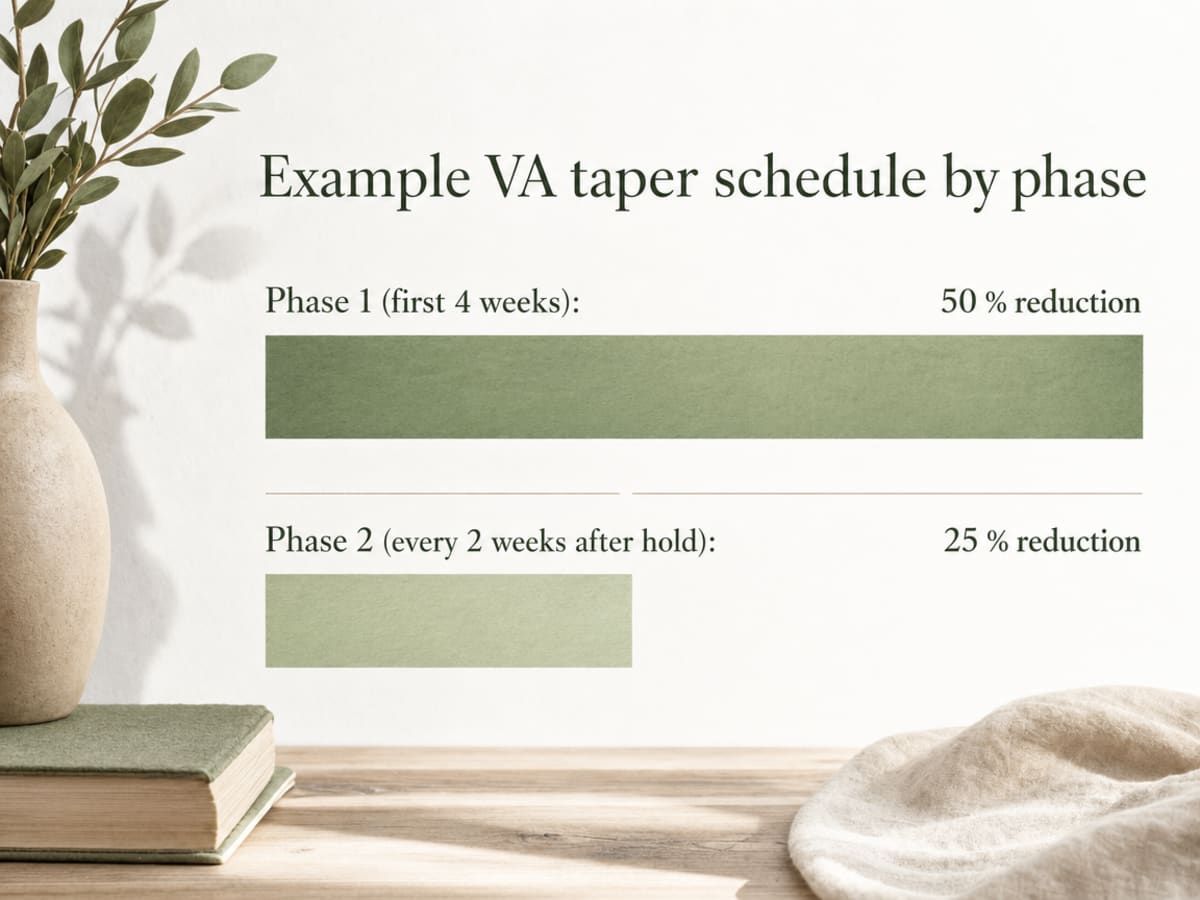 Chart showing Example VA taper schedule by phase