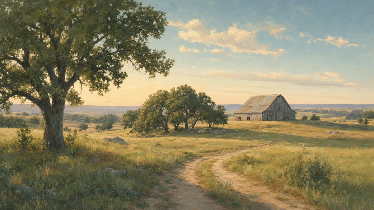Fallback conceptual scene evoking the rural Oklahoma setting that the section describes, giving readers a sense of place without diagrammatic content