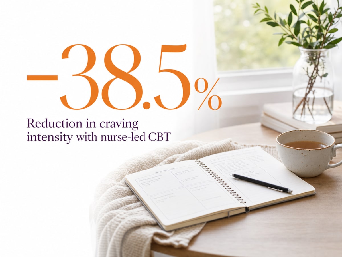 Infographic showing Reduction in craving intensity with nurse-led CBT
