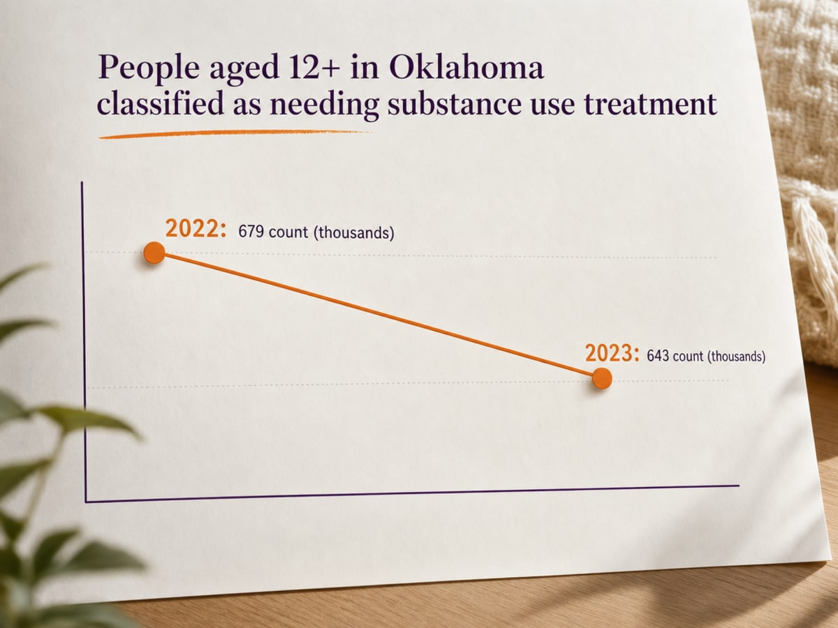 Chart showing People aged 12+ in Oklahoma classified as needing substance use treatment