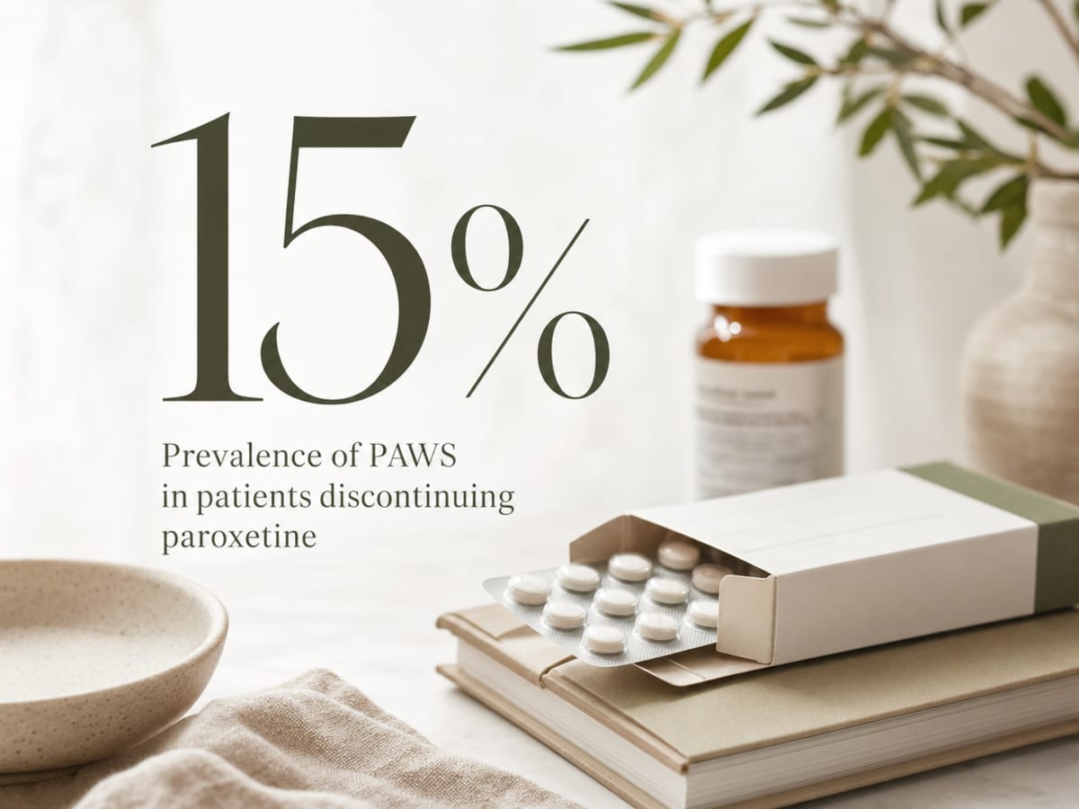 Infographic showing Prevalence of PAWS in patients discontinuing paroxetine