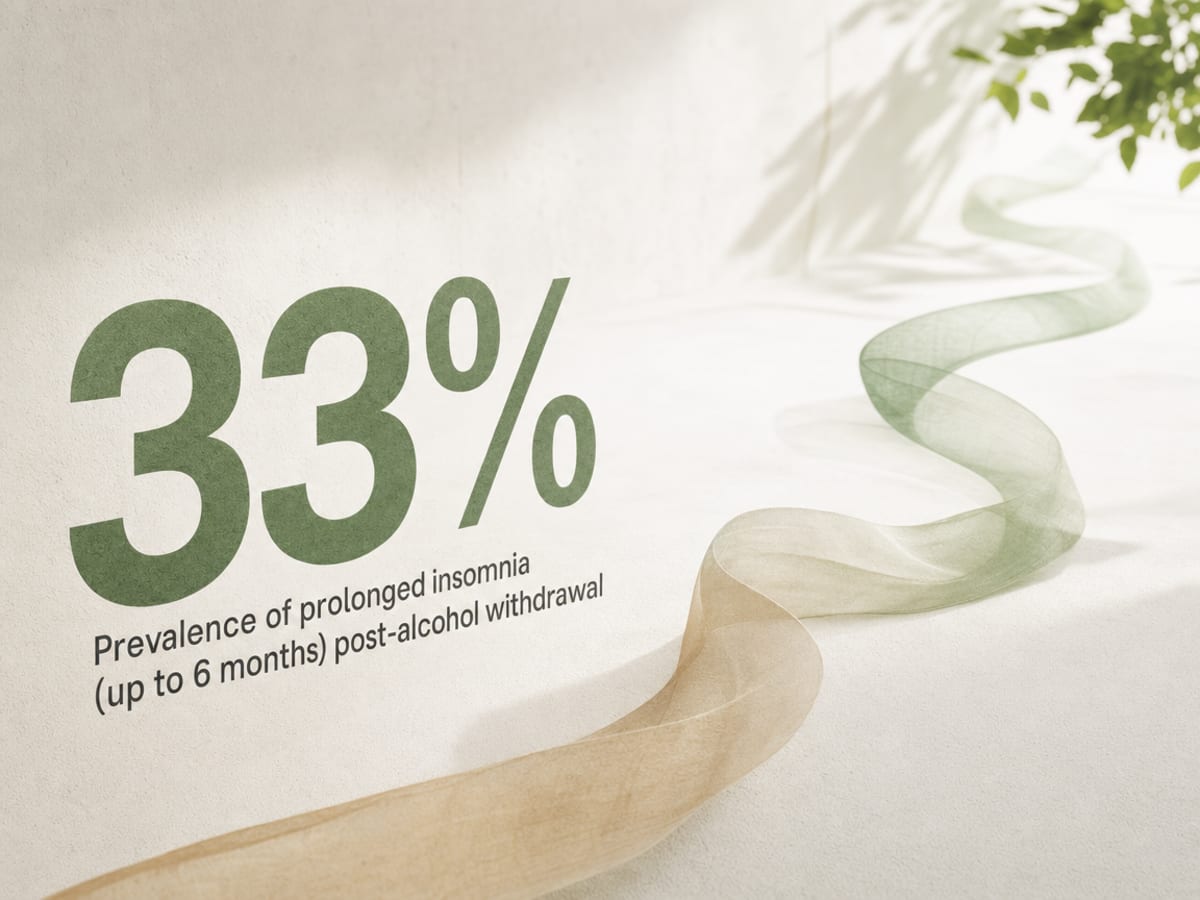 Infographic showing Prevalence of prolonged insomnia (up to 6 months) post-alcohol withdrawal