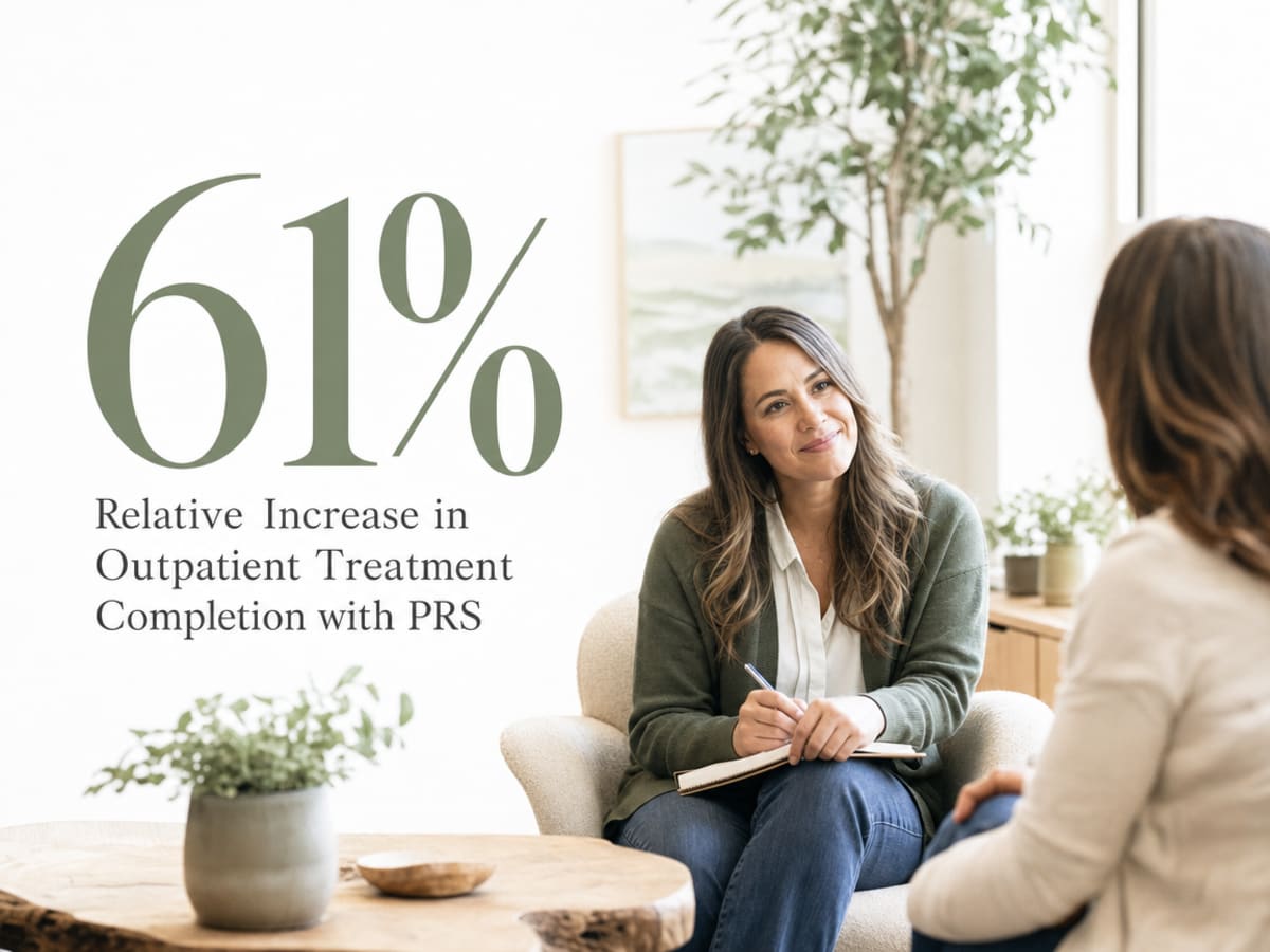 Infographic showing Relative Increase in Outpatient Treatment Completion with PRS