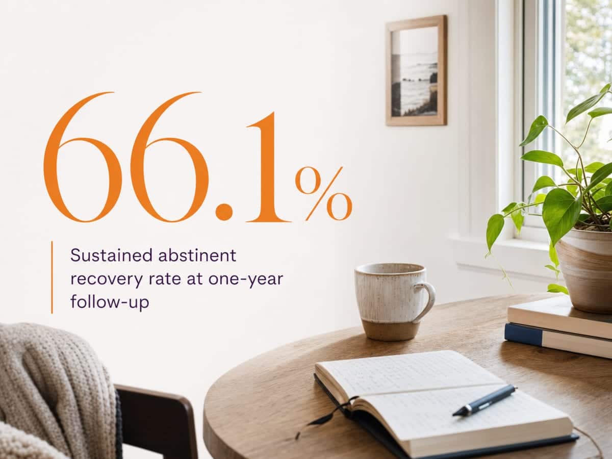 Infographic showing Sustained abstinent recovery rate at one-year follow-up