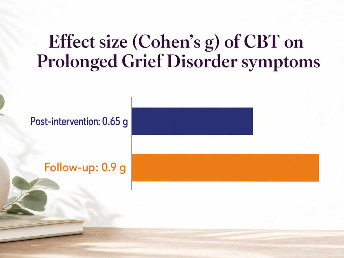 Chart showing Effect size (Cohen's g) of CBT on Prolonged Grief Disorder symptoms