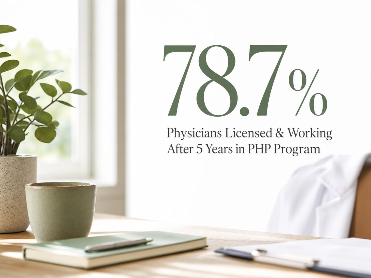 Infographic showing Physicians Licensed & Working After 5 Years in PHP Program