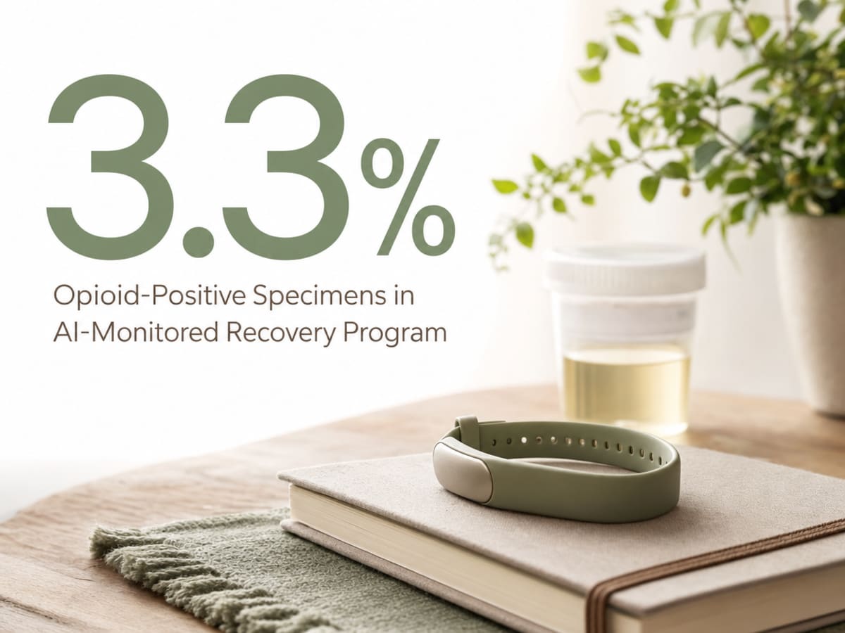 Infographic showing Opioid-Positive Specimens in AI-Monitored Recovery Program