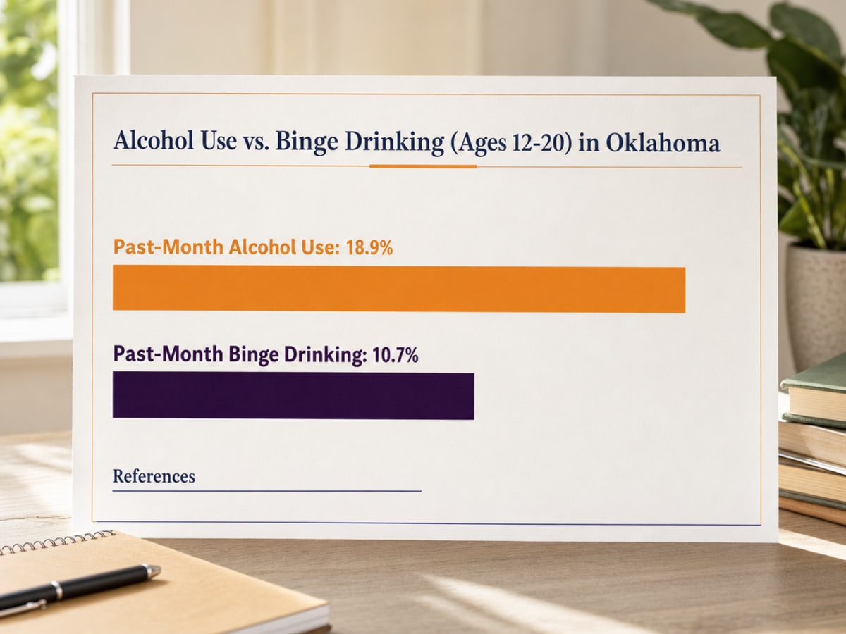 Chart showing Alcohol Use vs. Binge Drinking (Ages 12-20) in Oklahoma