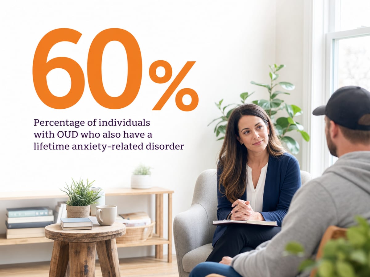 Infographic showing Percentage of individuals with OUD who also have a lifetime anxiety-related disorder