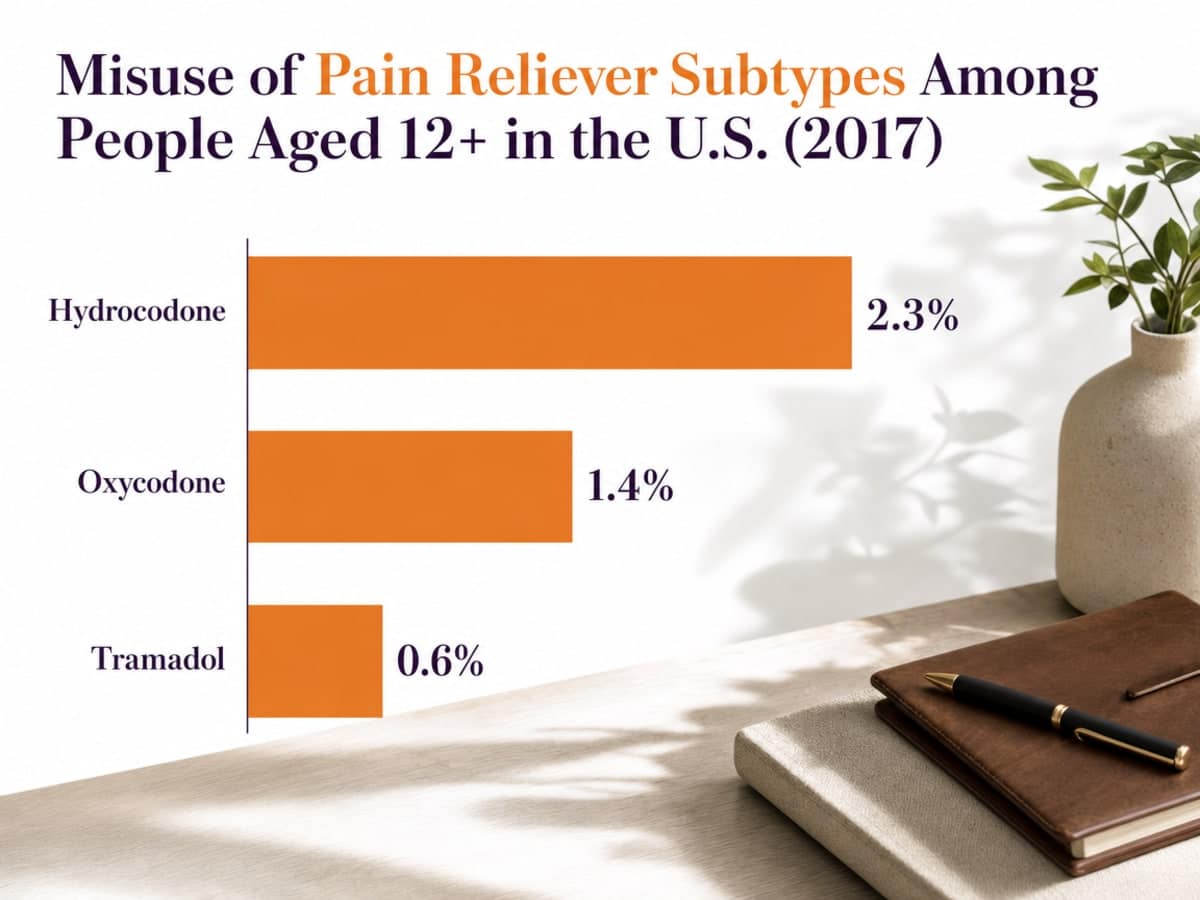 Chart showing Misuse of Pain Reliever Subtypes Among People Aged 12+ in the U.S. (2017)