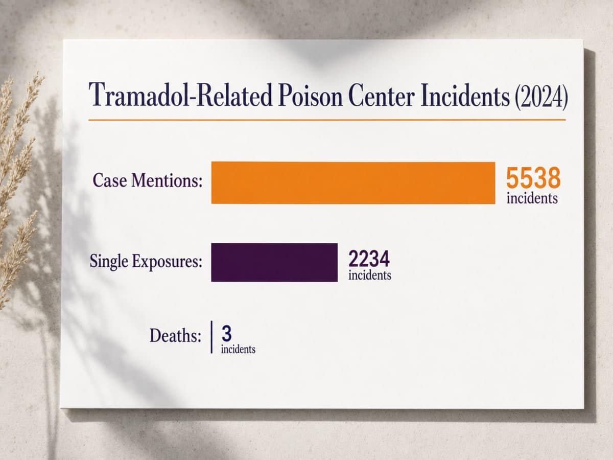 Chart showing Tramadol-Related Poison Center Incidents (2024)