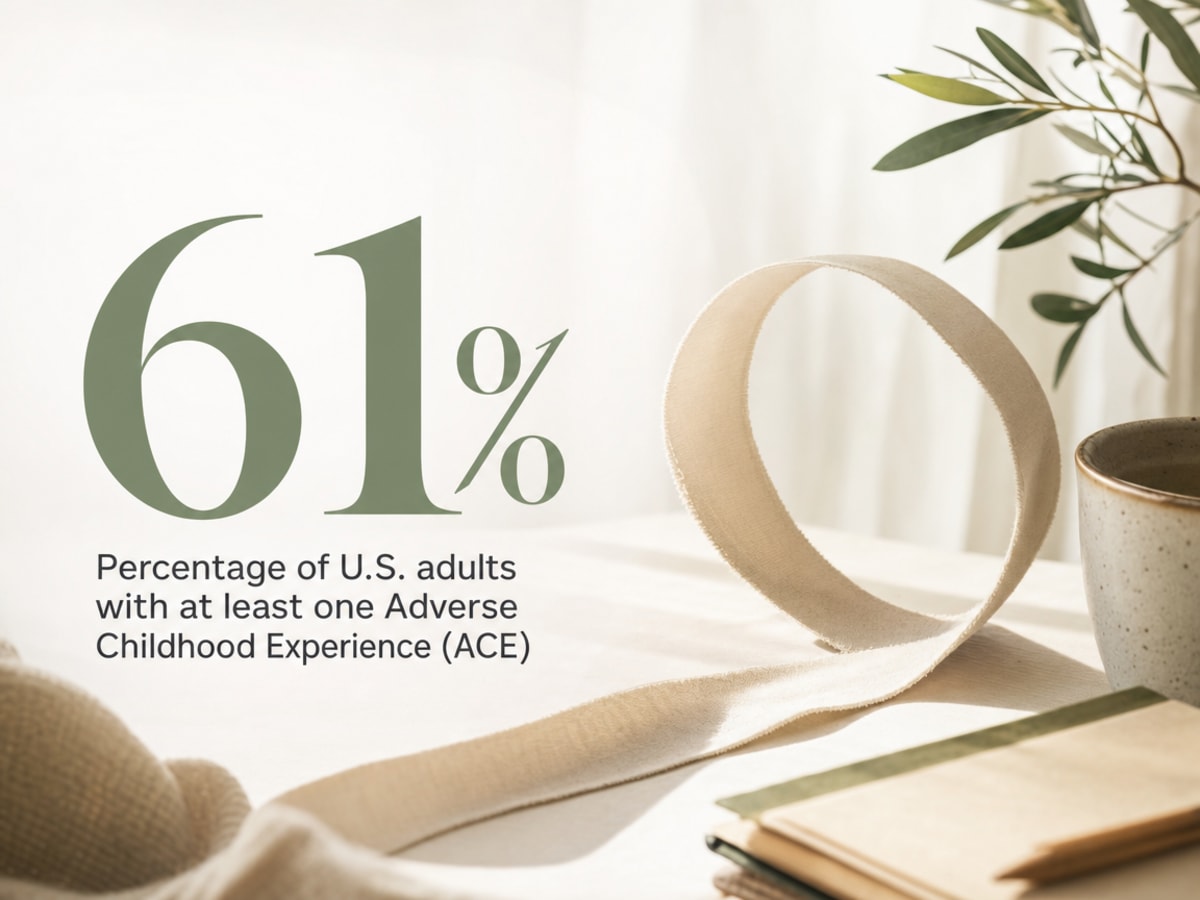 Infographic showing Percentage of U.S. adults with at least one Adverse Childhood Experience (ACE)