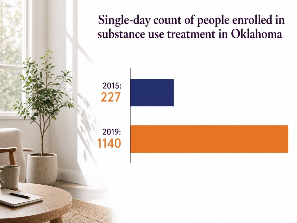 Chart showing Single-day count of people enrolled in substance use treatment in Oklahoma