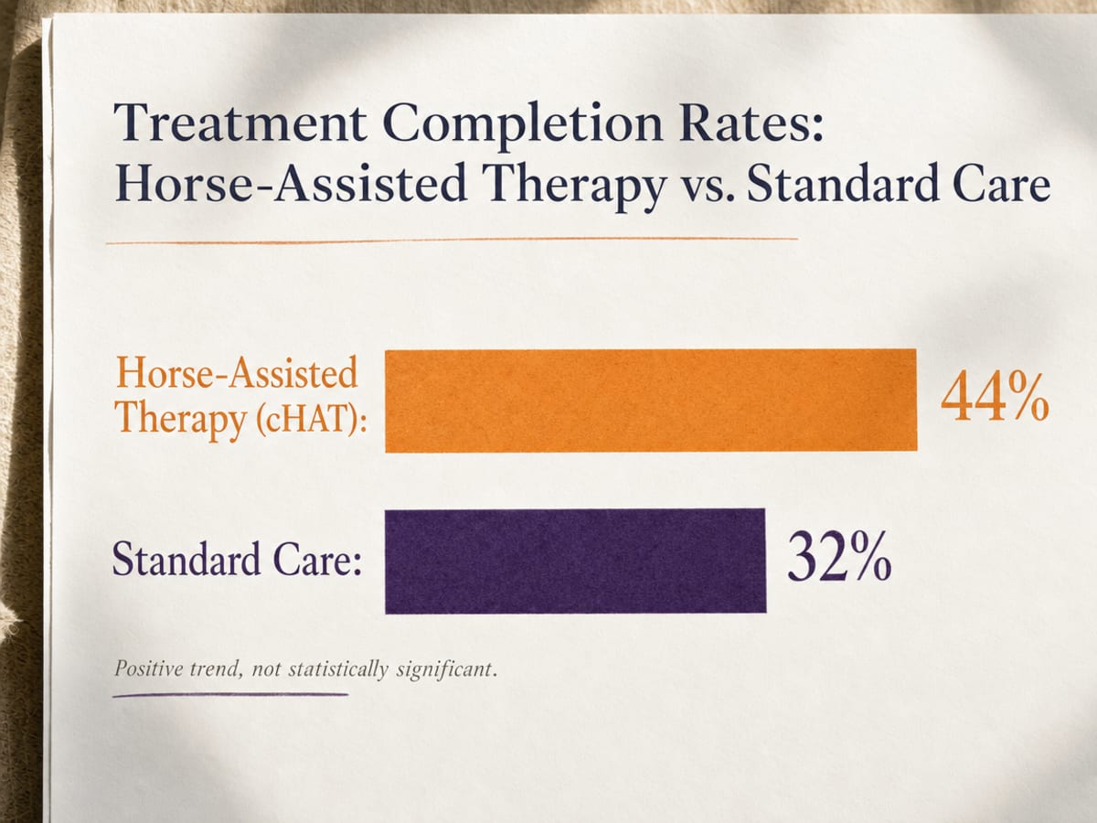 Chart showing Treatment Completion Rates: Horse-Assisted Therapy vs. Standard Care