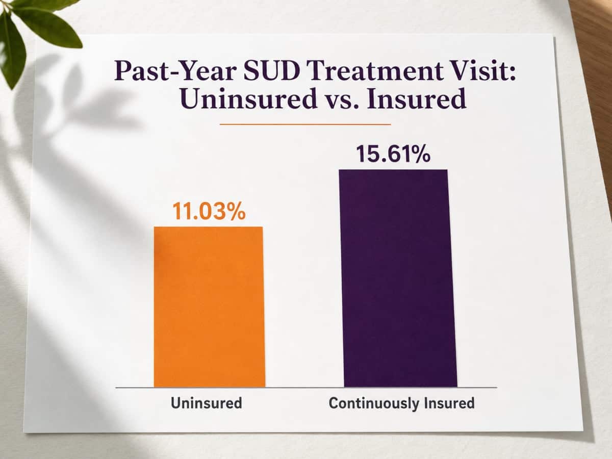 Chart showing Past-Year SUD Treatment Visit: Uninsured vs. Insured