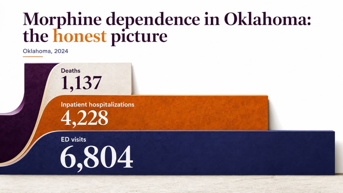 Visualize the three-part 2024 Oklahoma drug overdose burden cited in this section (deaths, inpatient hospitalizations, ED visits) so readers can compare the scale of each outcome