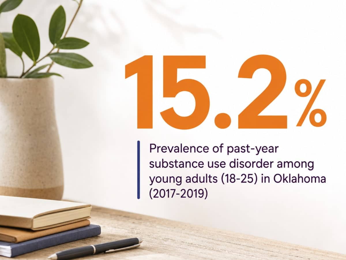 Infographic showing Prevalence of past-year substance use disorder among young adults (18-25) in Oklahoma (2017-2019)