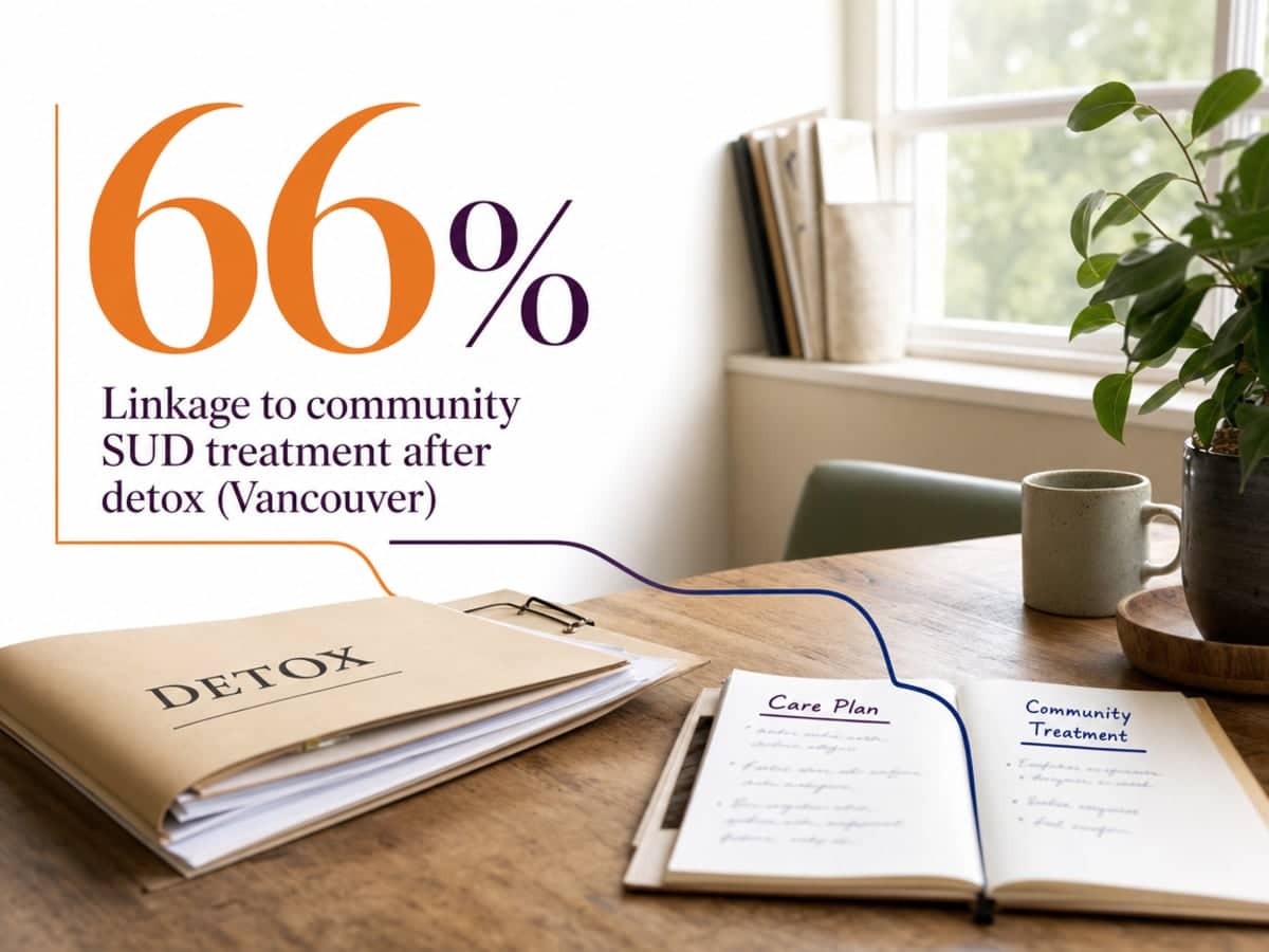 Infographic showing Linkage to community SUD treatment after detox (Vancouver)