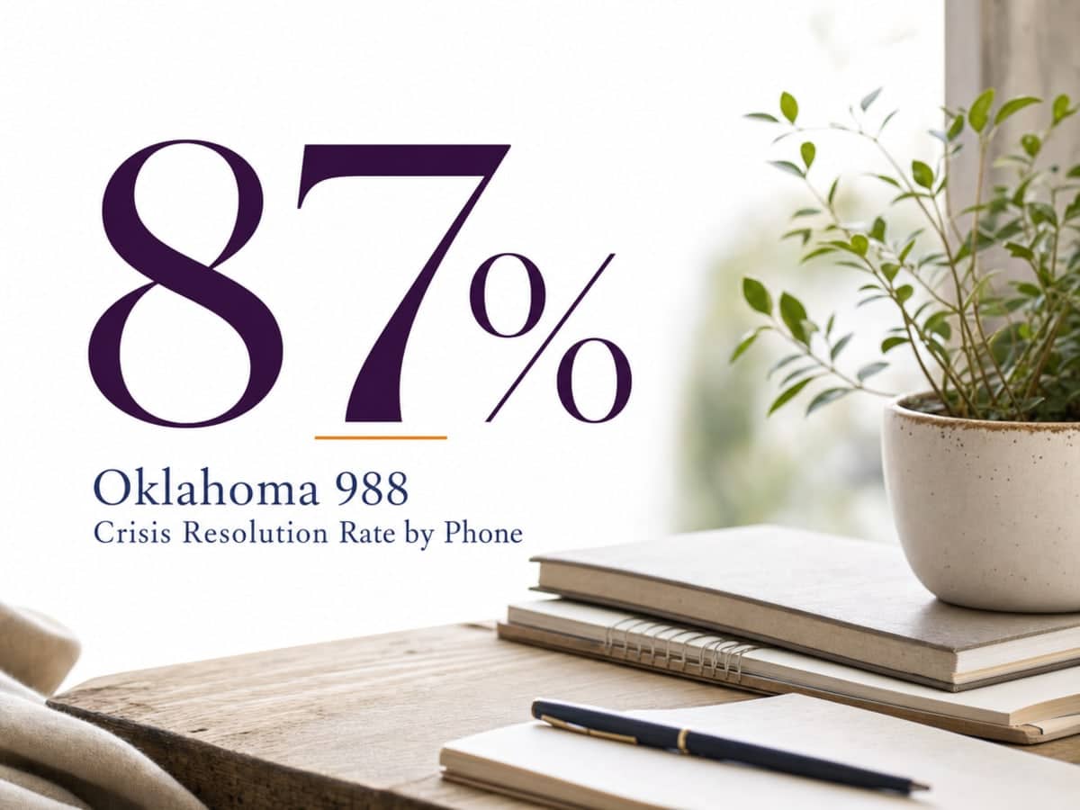 Infographic showing Oklahoma 988 Crisis Resolution Rate by Phone