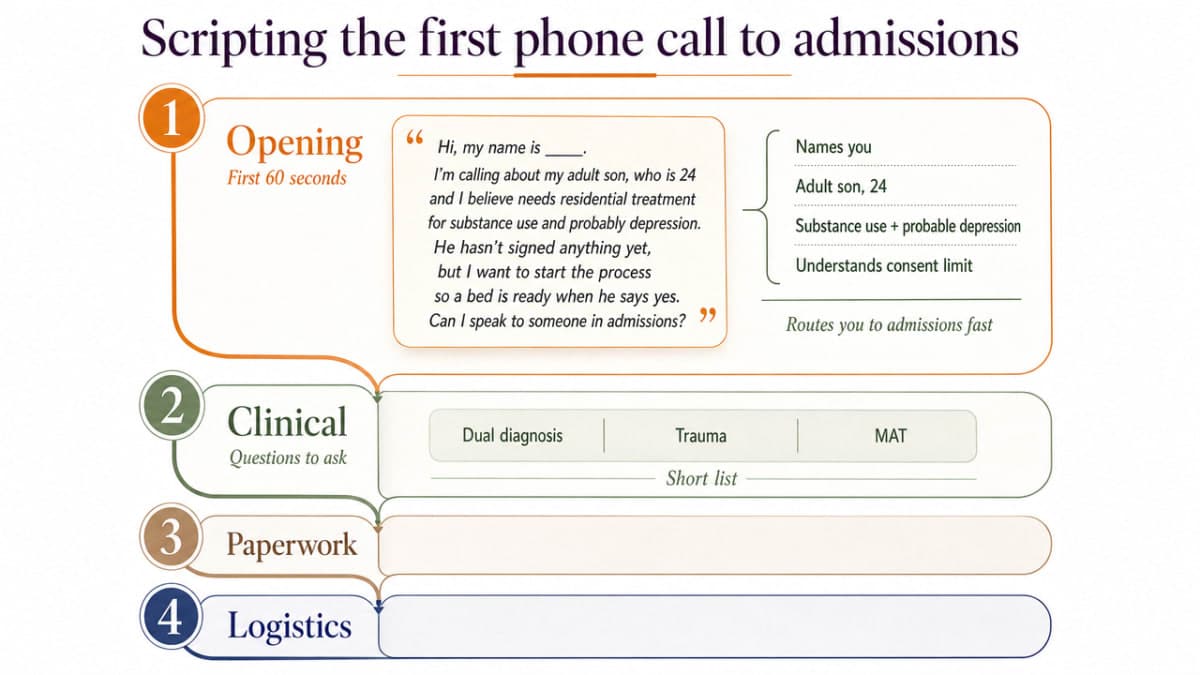 Visualize the four-stage call structure (opening, clinical, paperwork, logistics) that the section explicitly outlines as subsections